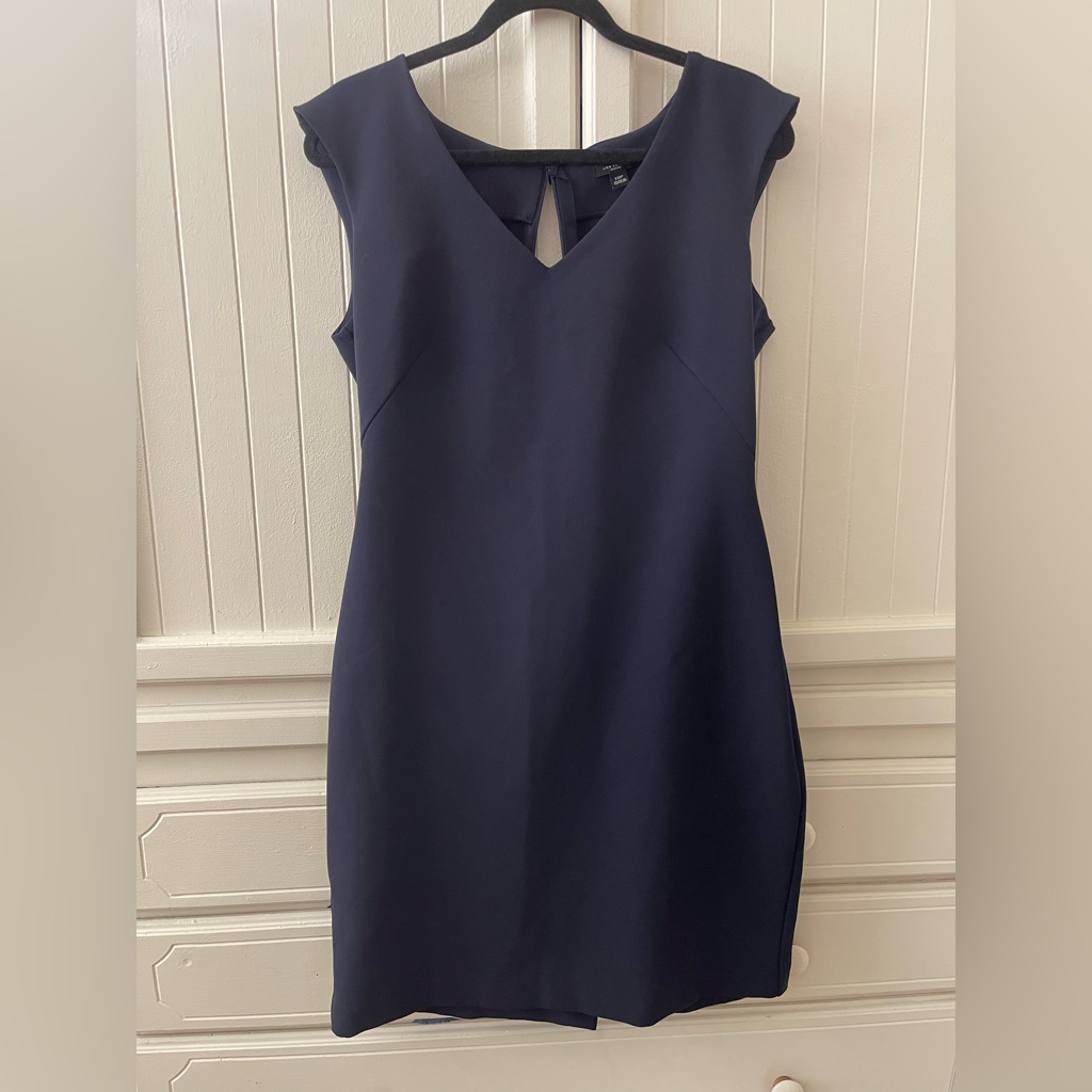 Ann Taylor Petite 12p Navy Blue Zip Up Back- Needs Replaced Zipper Great Price